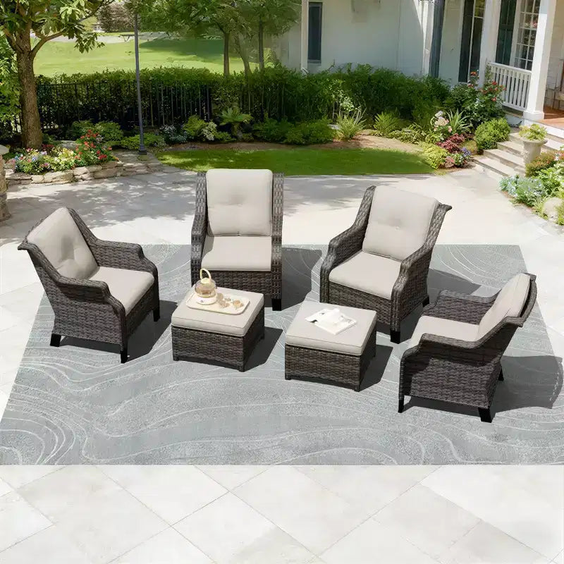 UPTIOT Modular 4-Chair Set with 2 Ottomans