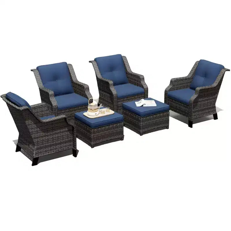 UPTIOT Modular 4-Chair Set with 2 Ottomans