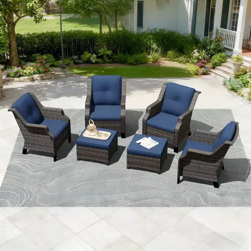 UPTIOT Modular 4-Chair Set with 2 Ottomans