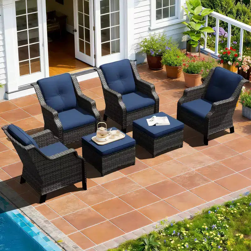 UPTIOT Modular 4-Chair Set with 2 Ottomans