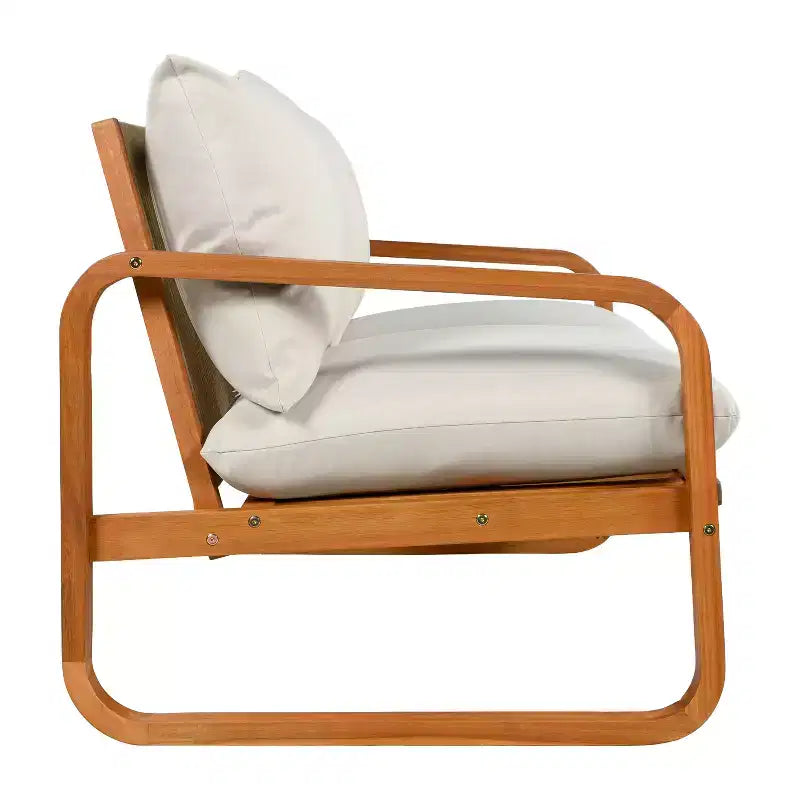 Christopher Knight Home Thao Modern 4 Piece Acacia Wood Patio Seating Set with Cushions and Slatted Table