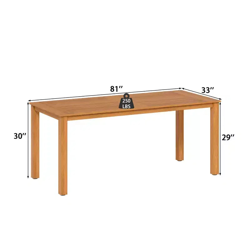 Famapy Natural Teak Wood Grain HDPE Outdoor Dining Table & Chairs,Weather-Resistant Patio Table with Umbrella Hole,Patio & Backyard Outdoor Set