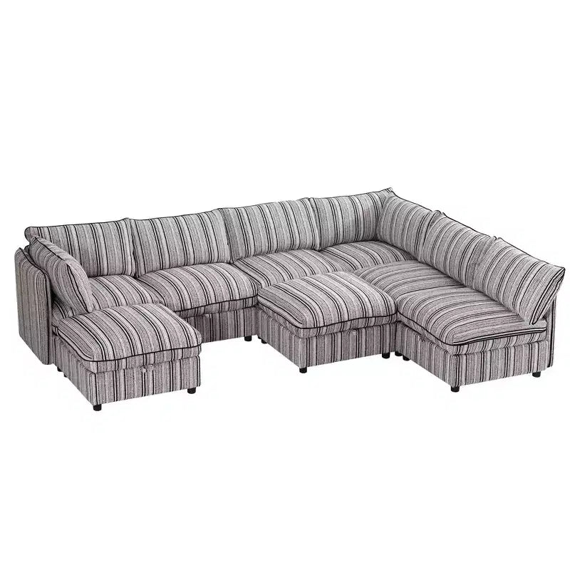 GDFStudio Jeju Modular 8 Piece Upholstered Storage 125''x 93 U Sectional Sofa with Ottoman