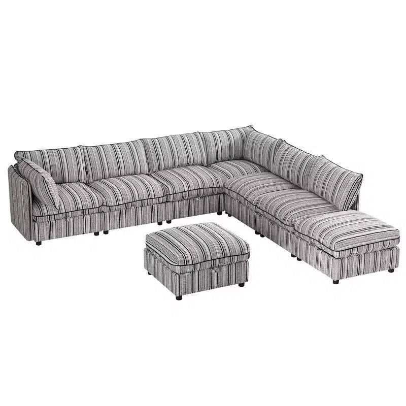 GDFStudio Jeju Modular 8 Piece Upholstered Storage 125''x 93 U Sectional Sofa with Ottoman