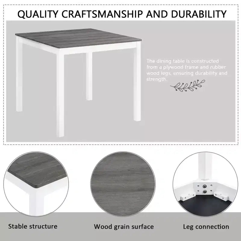 GDFStudio Roseanne 5 Piece Modern Rubberwood Counter Height Dining Table Set with 4 Linen Upholstered Chairs