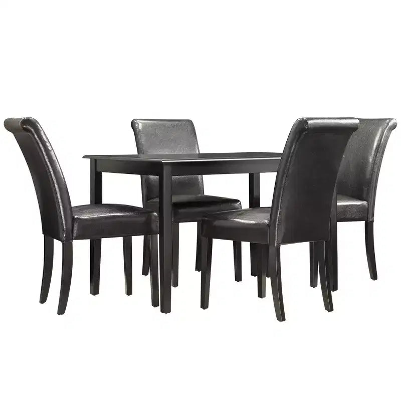 Salido Dining Set - 5-Piece - Black Vinyl - iNSPIRE Q