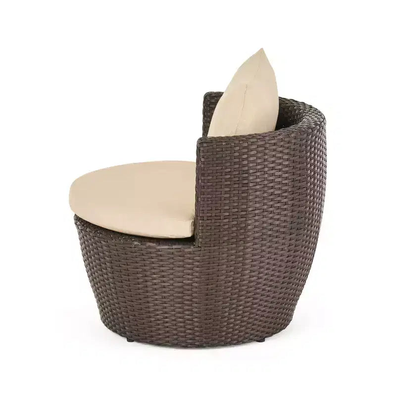 ModernLuxe 3pcs Outdoor Conversation Set Wicker Patio Chat Set, PE Rattan Chairs with Cushions & Tempered Glass Table