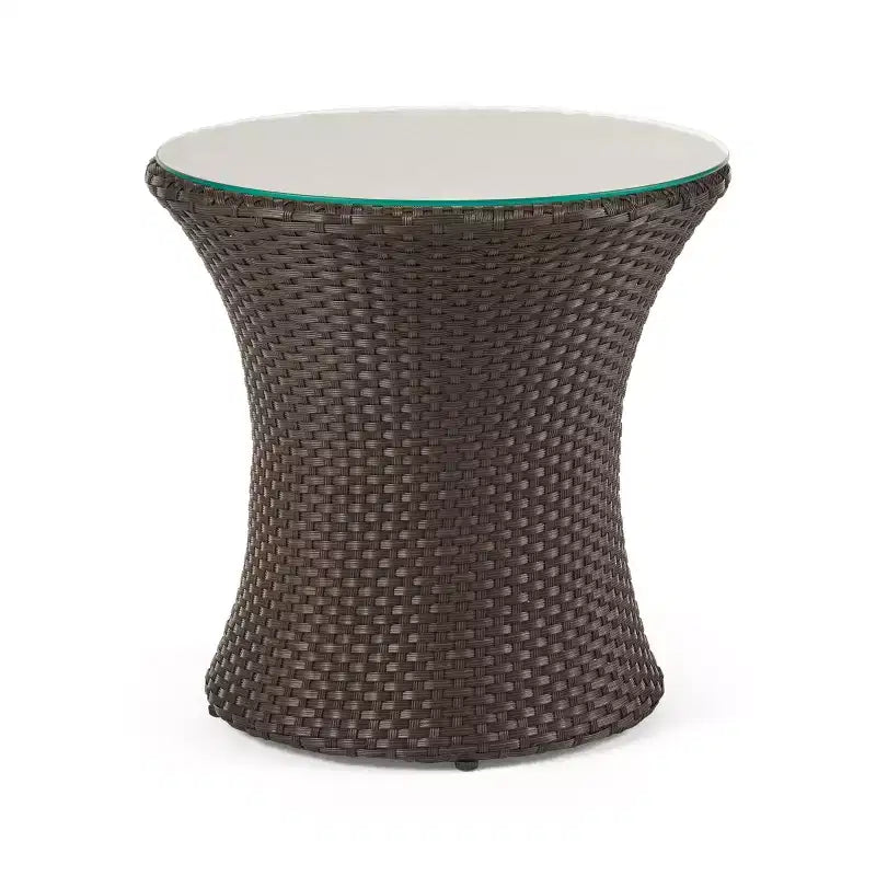 ModernLuxe 3pcs Outdoor Conversation Set Wicker Patio Chat Set, PE Rattan Chairs with Cushions & Tempered Glass Table