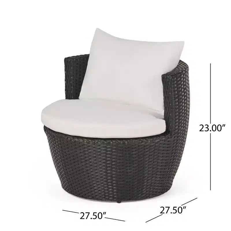 ModernLuxe 3pcs Outdoor Conversation Set Wicker Patio Chat Set, PE Rattan Chairs with Cushions & Tempered Glass Table
