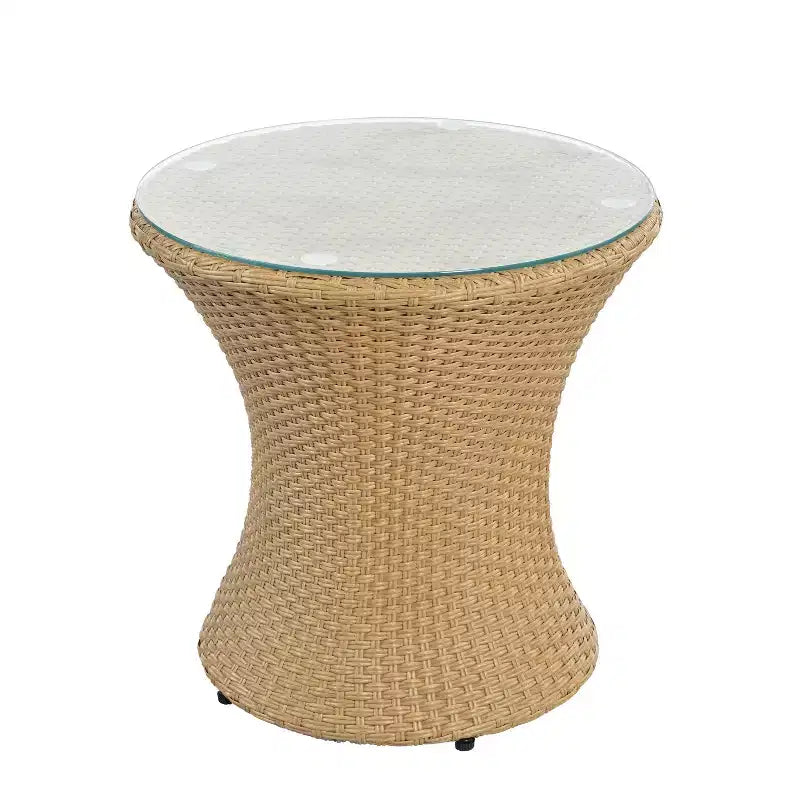 ModernLuxe 3pcs Outdoor Conversation Set Wicker Patio Chat Set, PE Rattan Chairs with Cushions & Tempered Glass Table