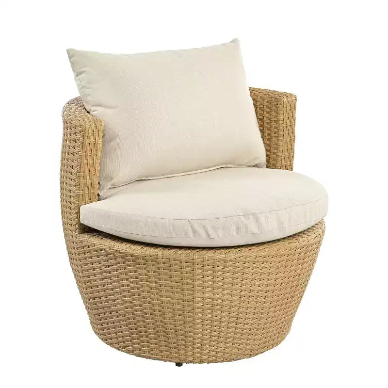 ModernLuxe 3pcs Outdoor Conversation Set Wicker Patio Chat Set, PE Rattan Chairs with Cushions & Tempered Glass Table