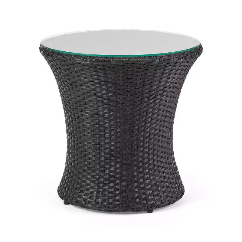 ModernLuxe 3pcs Outdoor Conversation Set Wicker Patio Chat Set, PE Rattan Chairs with Cushions & Tempered Glass Table