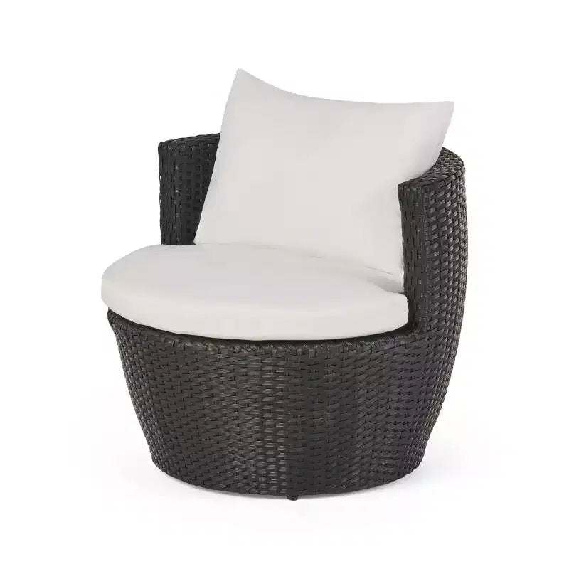 ModernLuxe 3pcs Outdoor Conversation Set Wicker Patio Chat Set, PE Rattan Chairs with Cushions & Tempered Glass Table