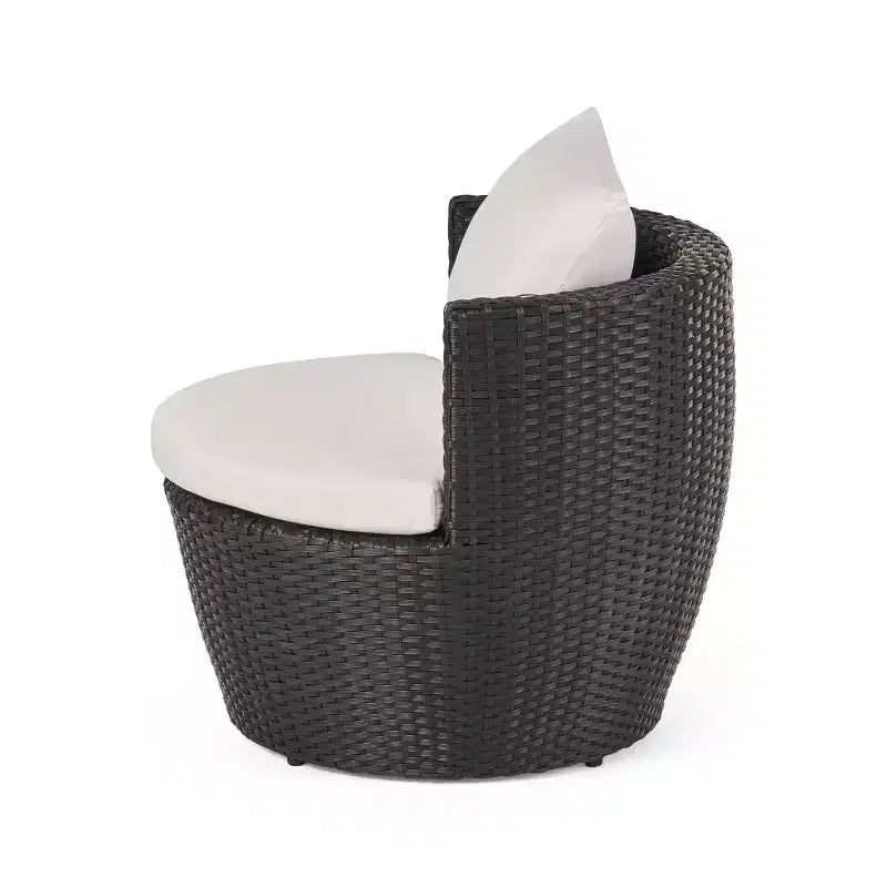 ModernLuxe 3pcs Outdoor Conversation Set Wicker Patio Chat Set, PE Rattan Chairs with Cushions & Tempered Glass Table
