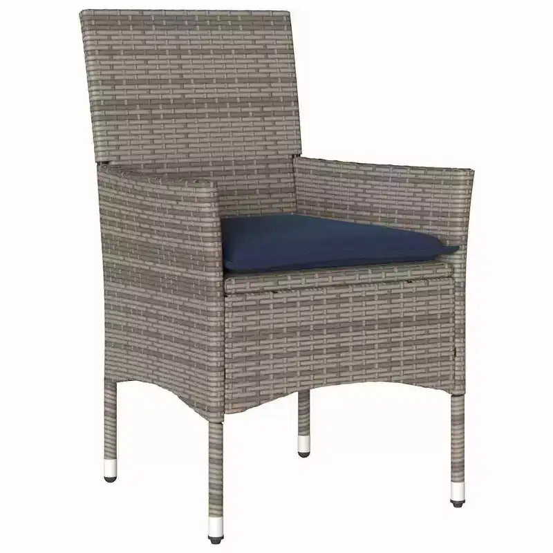 vidaXL Table and Chair Set with Cushion 5 pcs Grey PE Rattan