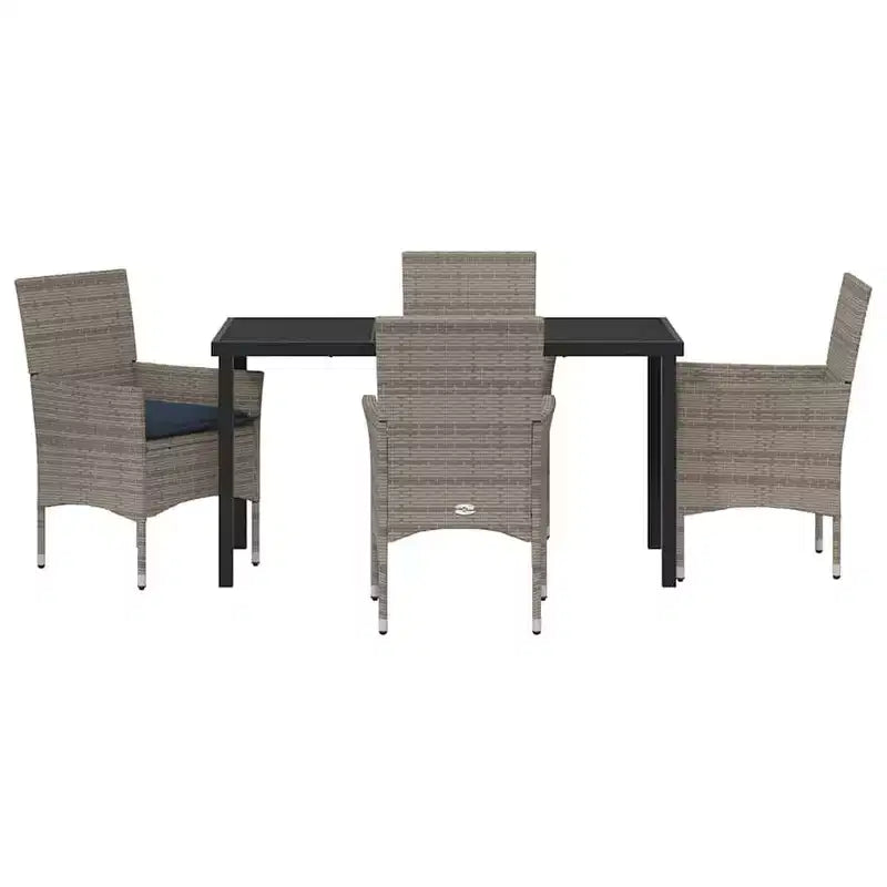 vidaXL Table and Chair Set with Cushion 5 pcs Grey PE Rattan