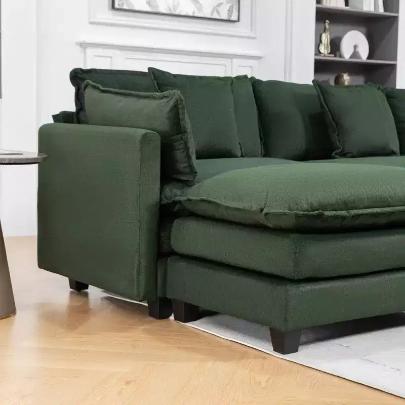 GDFStudio Dulles Modern 4-Seat Chenille Upholstered Modular Sectional Sofa with 2 Ottomans