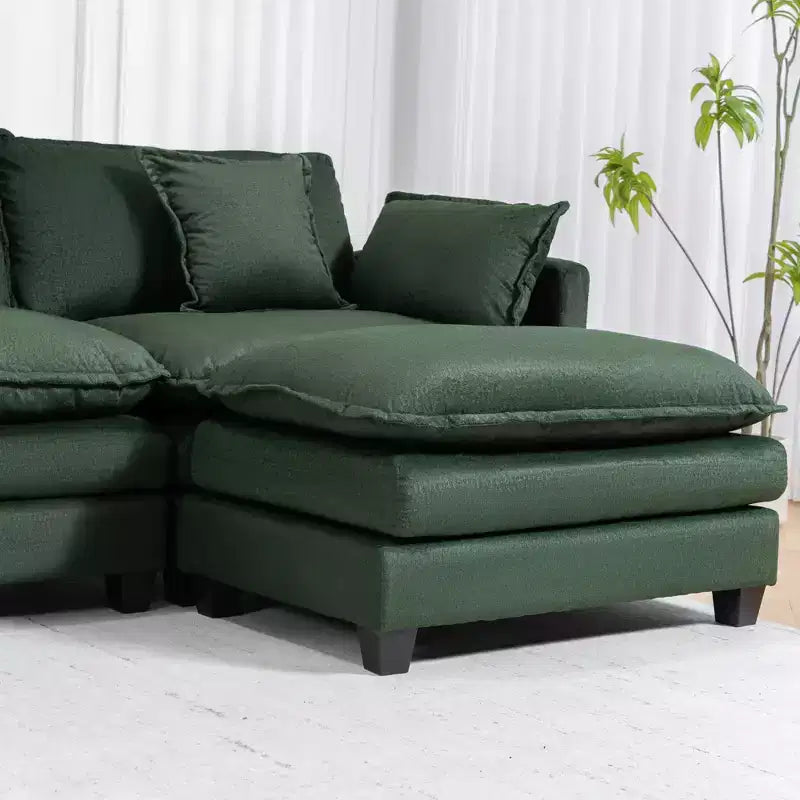GDFStudio Dulles Modern 4-Seat Chenille Upholstered Modular Sectional Sofa with 2 Ottomans