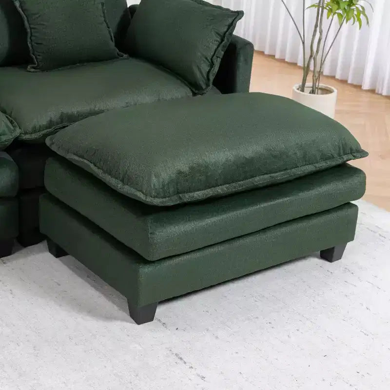 GDFStudio Fairmont 113.77 3-Seat Modular Chenille Upholstered Sectional Sofa with Ottoman and Waist Pillows
