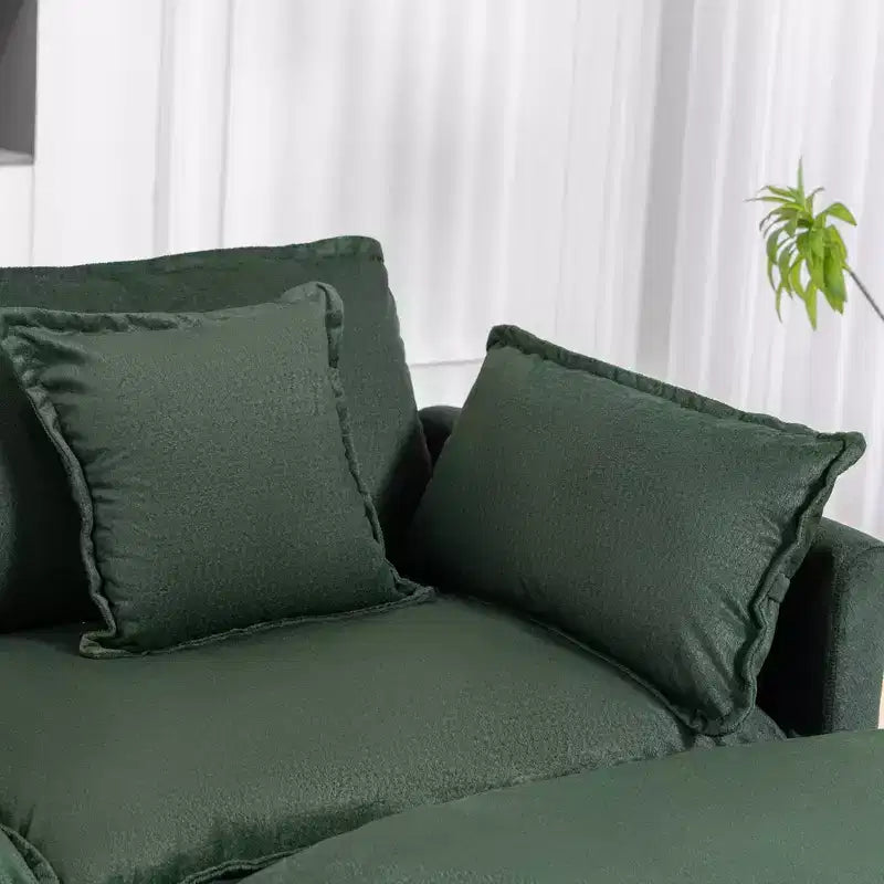 GDFStudio Fairmont 113.77 3-Seat Modular Chenille Upholstered Sectional Sofa with Ottoman and Waist Pillows