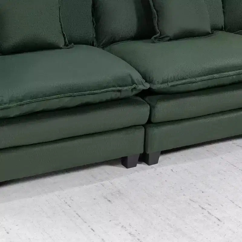 GDFStudio Fairmont 113.77 3-Seat Modular Chenille Upholstered Sectional Sofa with Ottoman and Waist Pillows