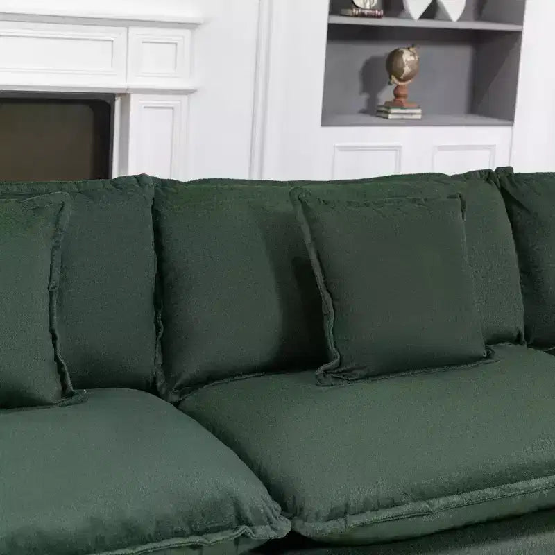 GDFStudio Fairmont 113.77 3-Seat Modular Chenille Upholstered Sectional Sofa with Ottoman and Waist Pillows
