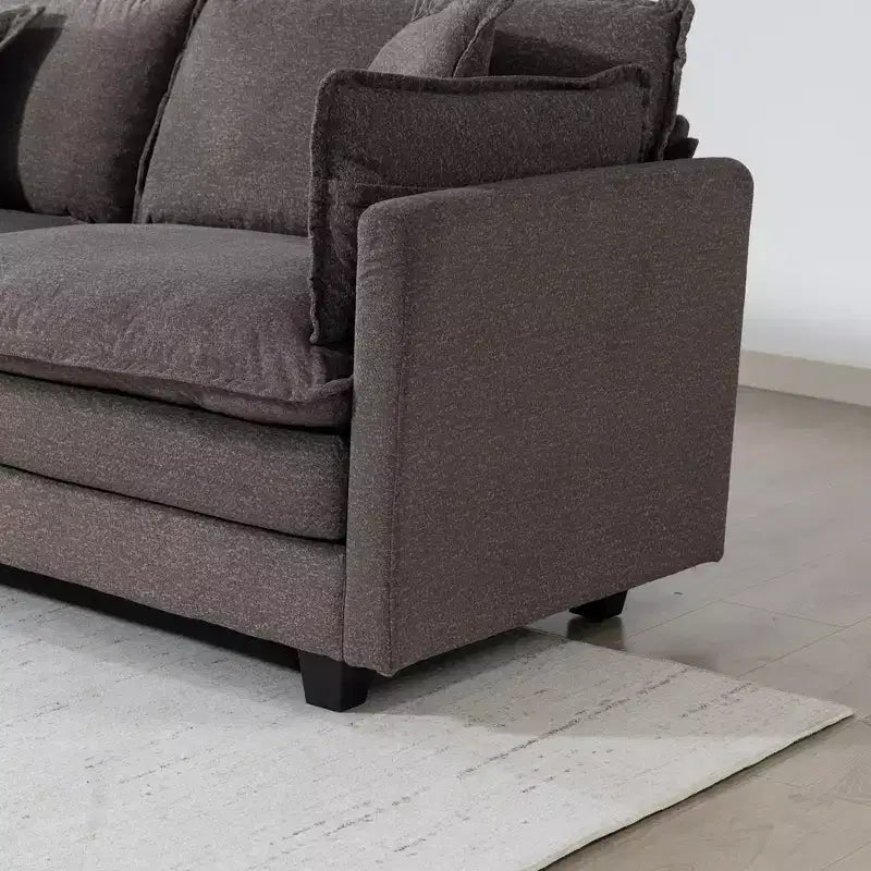 GDFStudio Fairmont 113.77 3-Seat Modular Chenille Upholstered Sectional Sofa with Ottoman and Waist Pillows