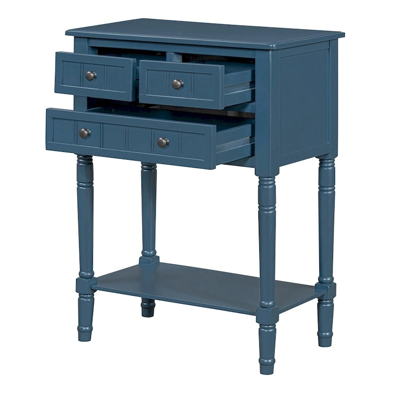 Console avec 3 tiroirs de rangement et étagère inférieure