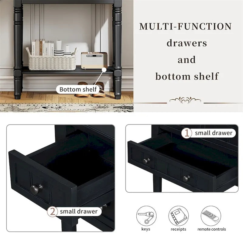 Console avec 3 tiroirs de rangement et étagère inférieure