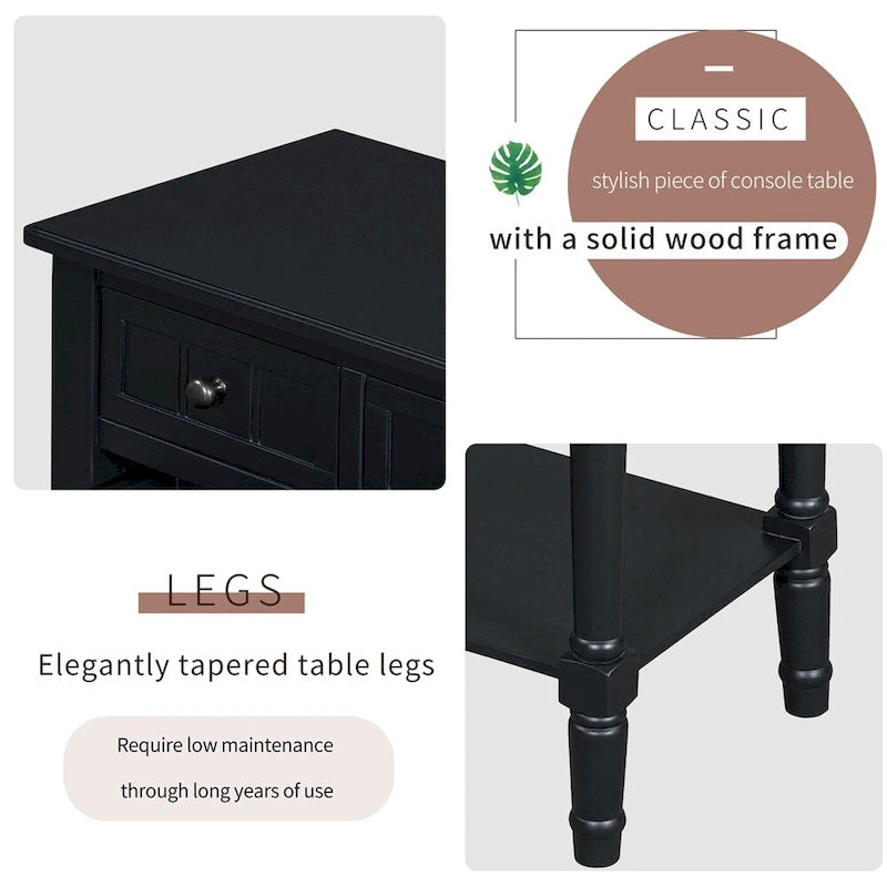 Console avec 3 tiroirs de rangement et étagère inférieure