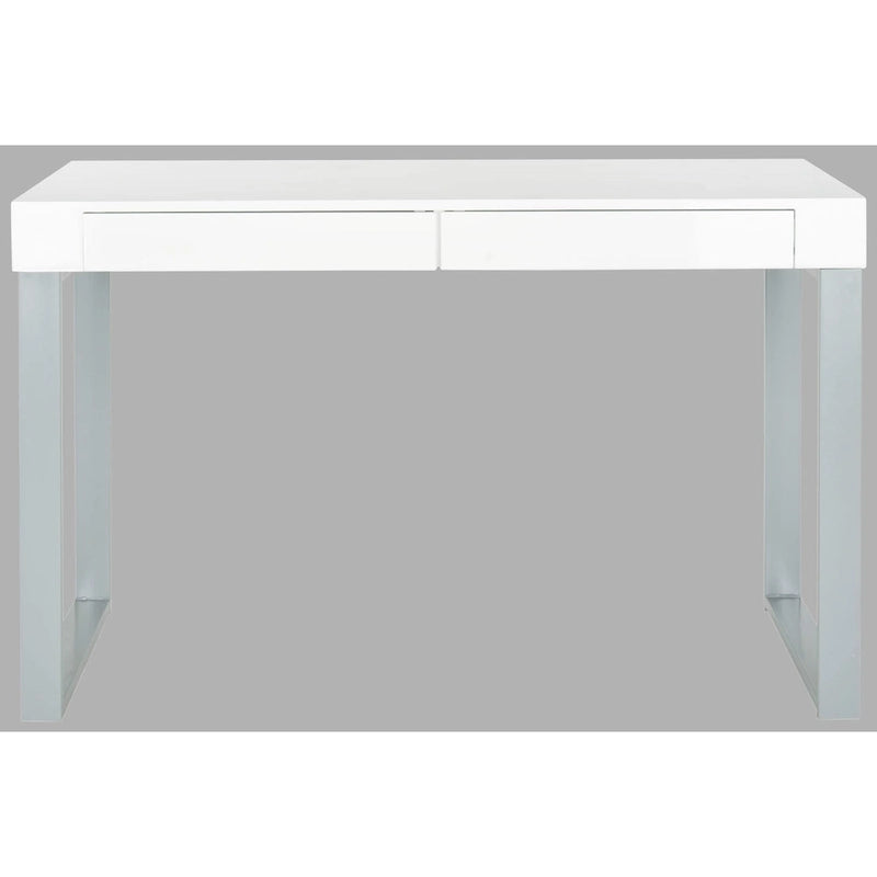 Bureau blanc/gris avec deux tiroirs