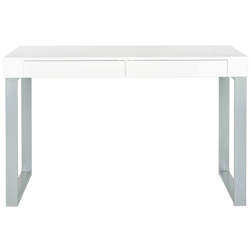 Bureau blanc/gris avec deux tiroirs