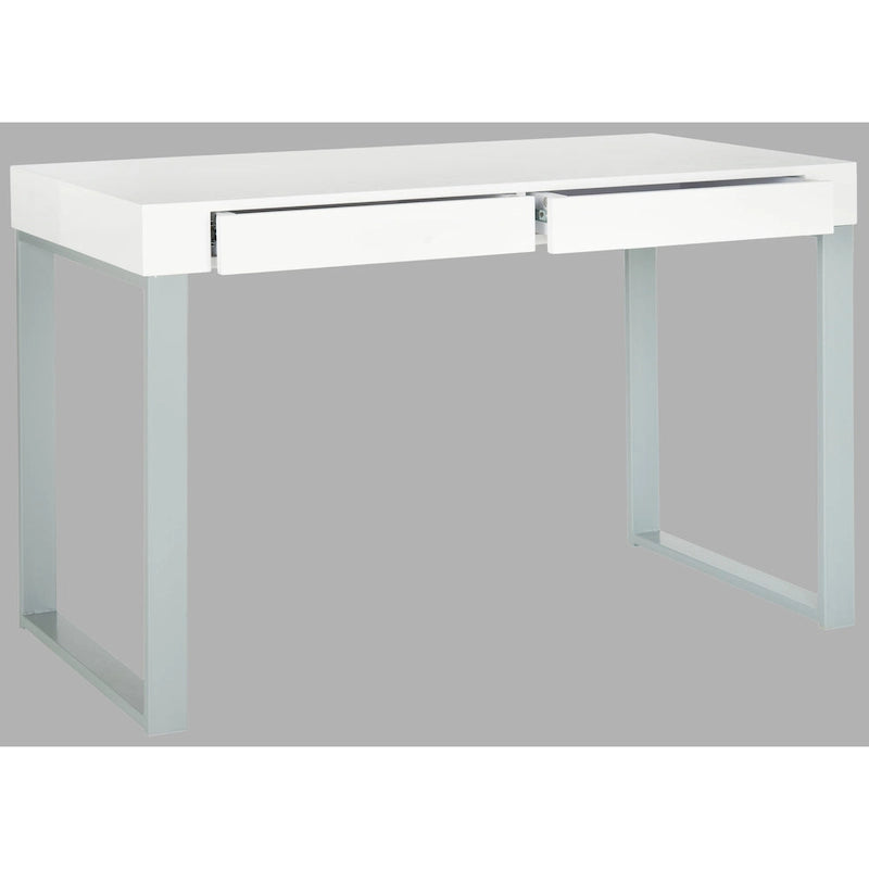 Bureau blanc/gris avec deux tiroirs