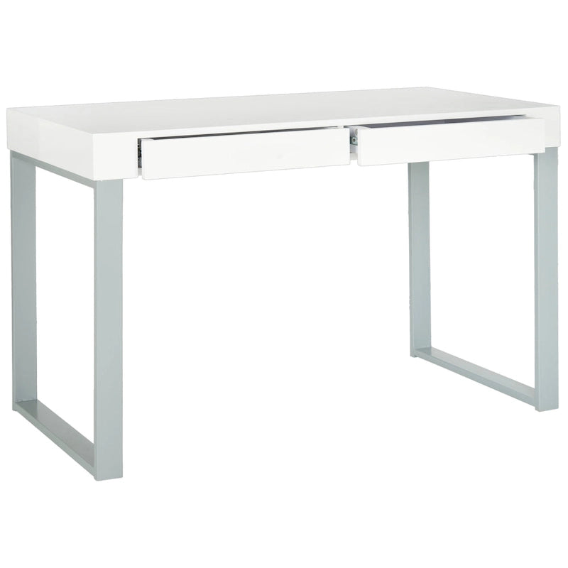 Bureau blanc/gris avec deux tiroirs