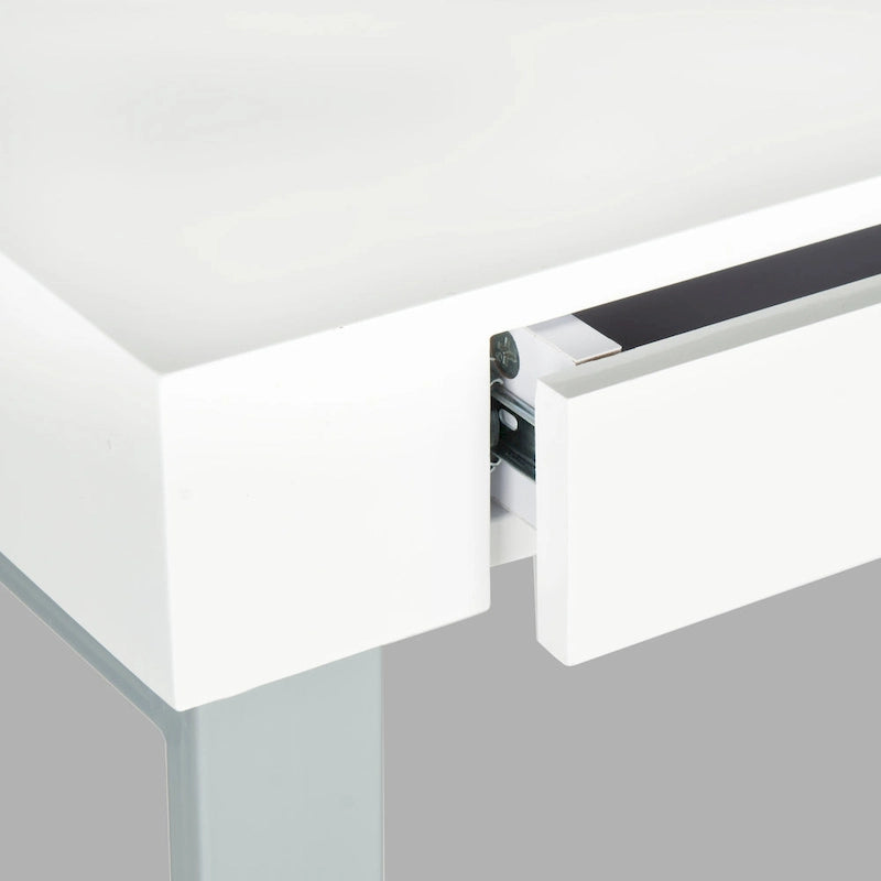 Bureau blanc/gris avec deux tiroirs