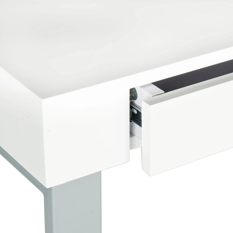 Bureau blanc/gris avec deux tiroirs