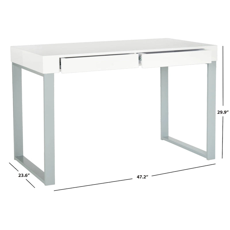 Bureau blanc/gris avec deux tiroirs