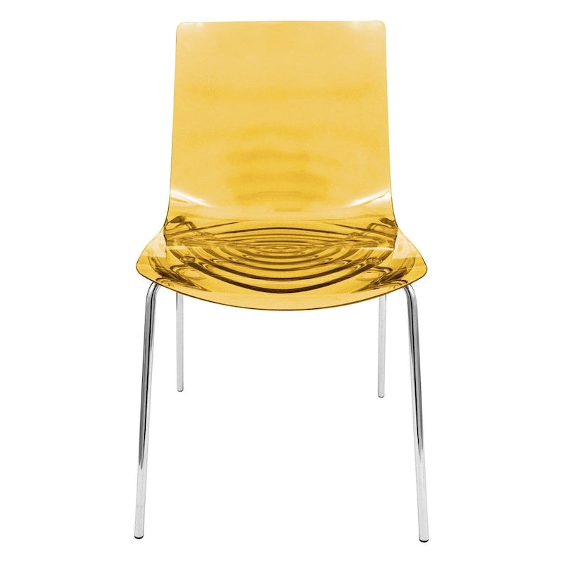 Chaise de salle à manger en acrylique avec pieds chromés, design moderne à ondulations