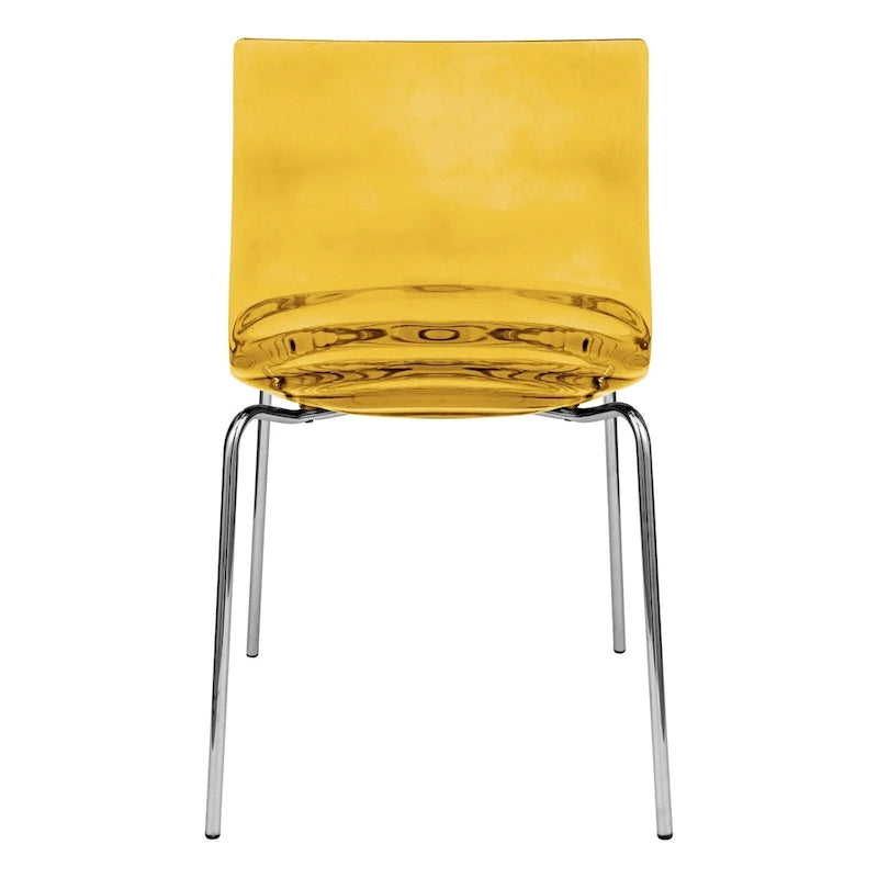 Chaise de salle à manger en acrylique avec pieds chromés, design moderne à ondulations
