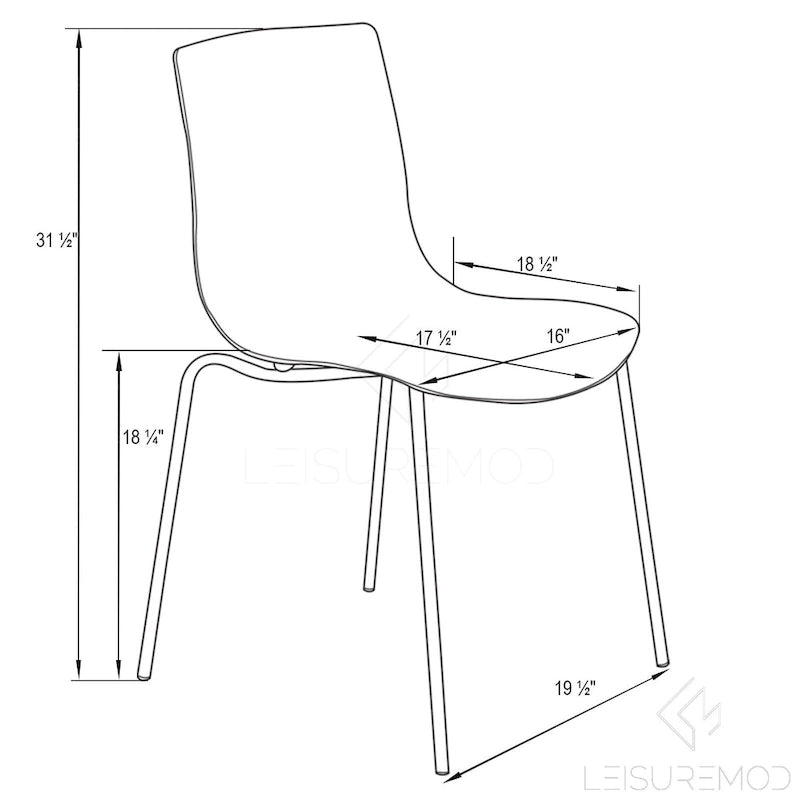 Chaise de salle à manger en acrylique avec pieds chromés, design moderne à ondulations