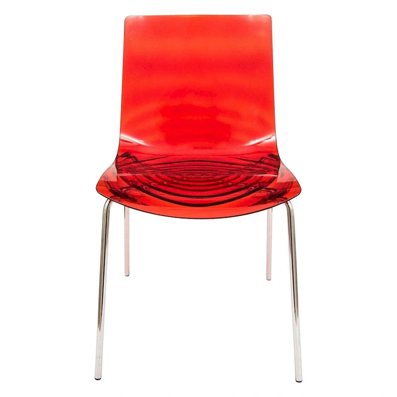 Chaise de salle à manger en acrylique avec pieds chromés, design moderne à ondulations