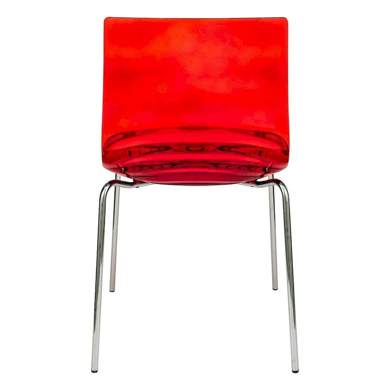 Chaise de salle à manger en acrylique avec pieds chromés, design moderne à ondulations