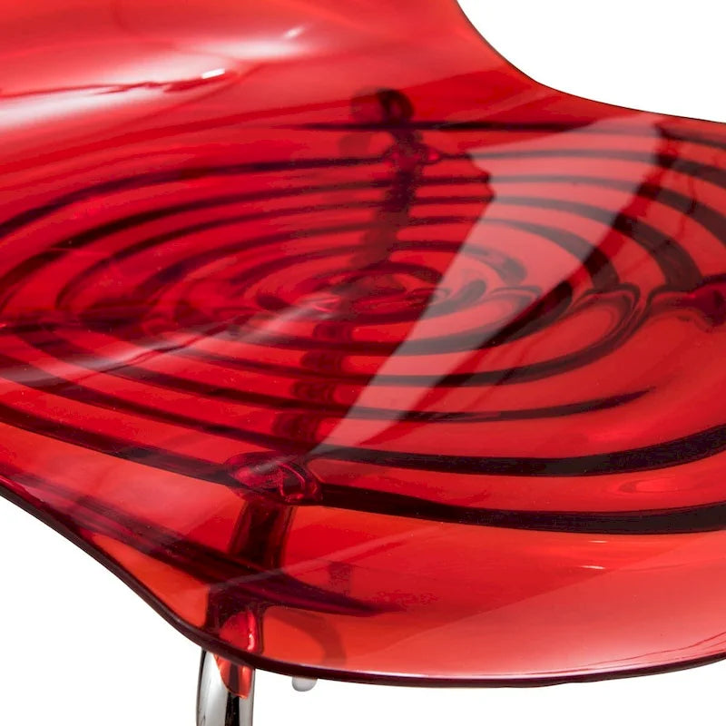 Chaise de salle à manger en acrylique avec pieds chromés, design moderne à ondulations