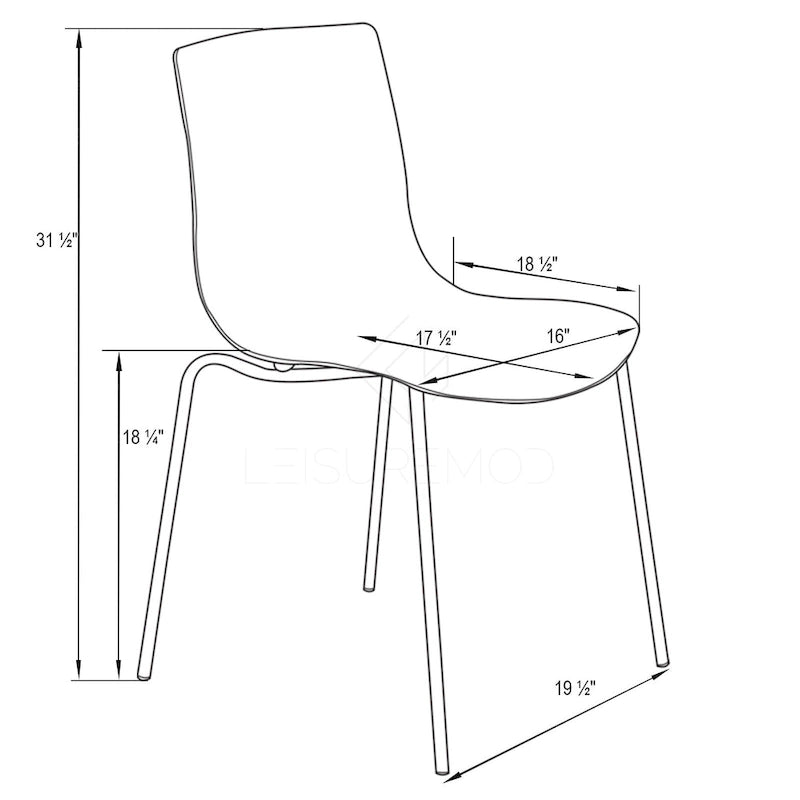 Chaise de salle à manger en acrylique avec pieds chromés, design moderne à ondulations