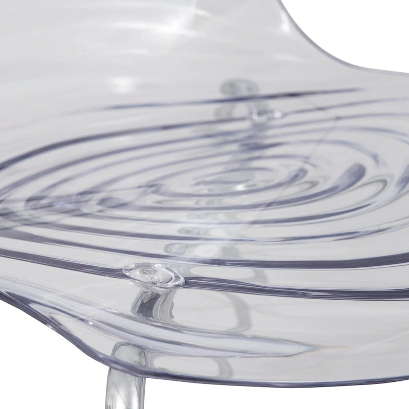 Chaise de salle à manger en acrylique avec pieds chromés, design moderne à ondulations