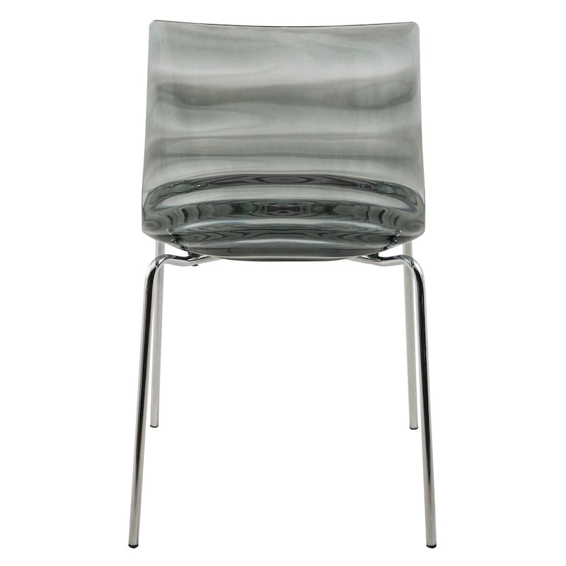 Chaise de salle à manger en acrylique avec pieds chromés, design moderne à ondulations