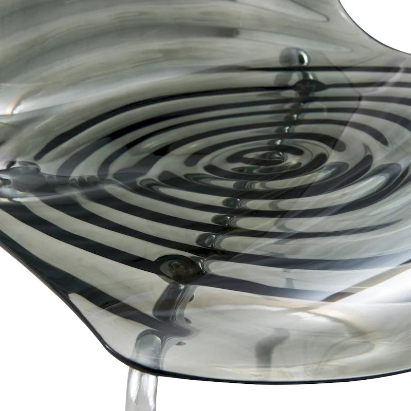 Chaise de salle à manger en acrylique avec pieds chromés, design moderne à ondulations