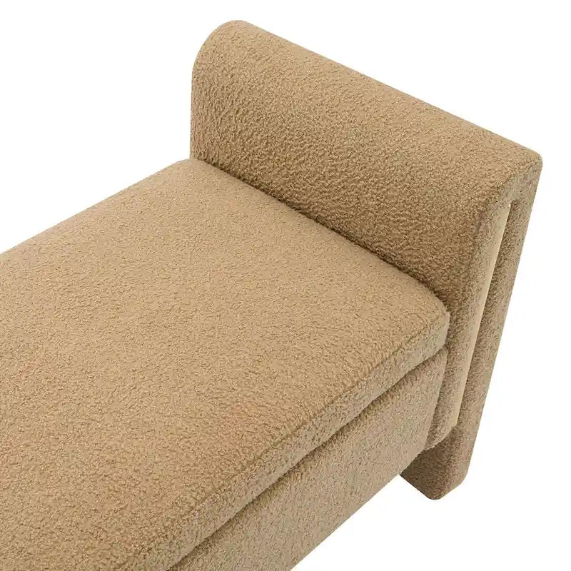 Banc de rangement de bout de lit avec accoudoirs en tissu Teddy moderne