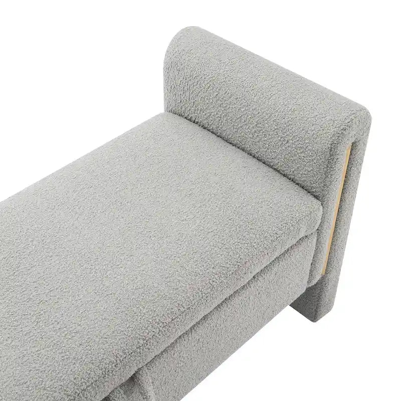 Banc de rangement de bout de lit avec accoudoirs en tissu Teddy moderne