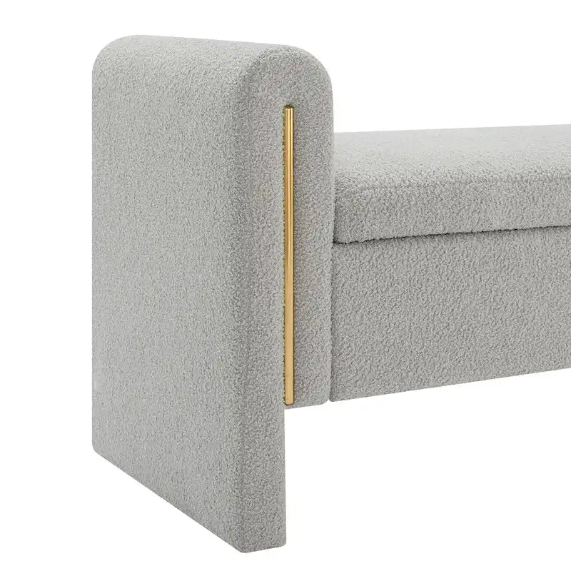 Banc de rangement de bout de lit avec accoudoirs en tissu Teddy moderne